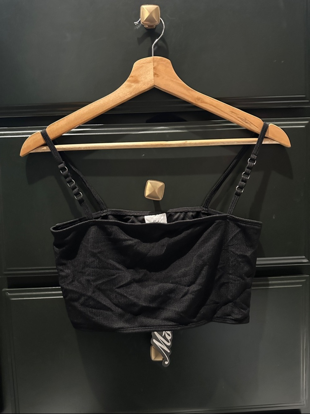 NWT Motel Rocks Swim Black Ribbed Cropped Cami Tank Top - Women